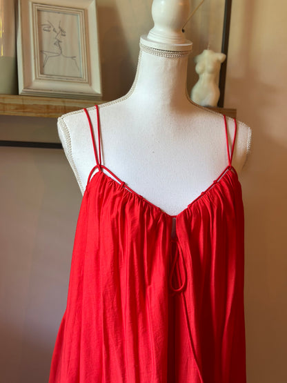 Robe trapèze rouge T.34 oversize