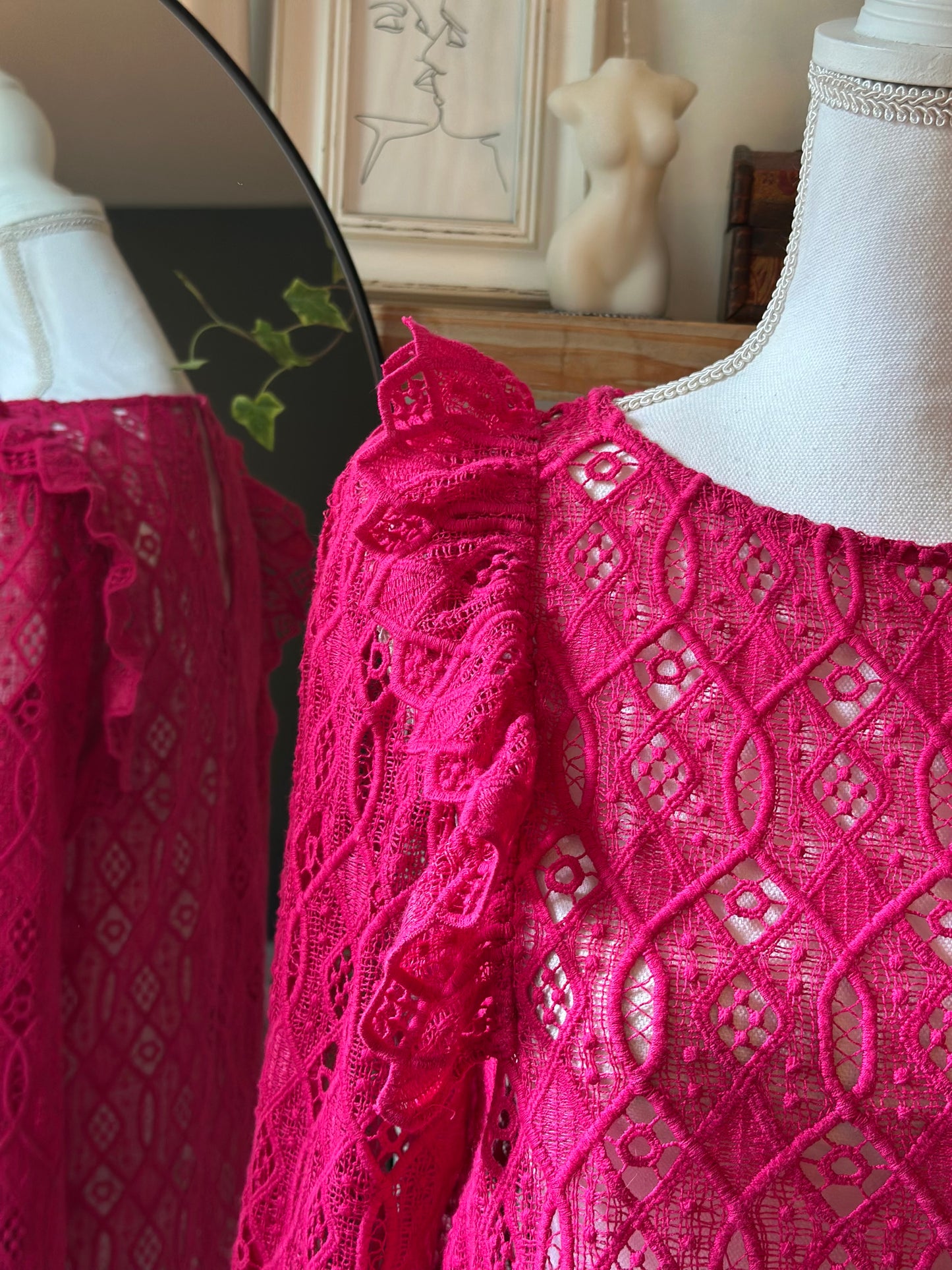 Blouse rose broderie modèle Salina T.36