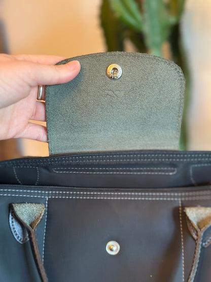 Sac Le Pliage Neo bleu gris toile et cuir