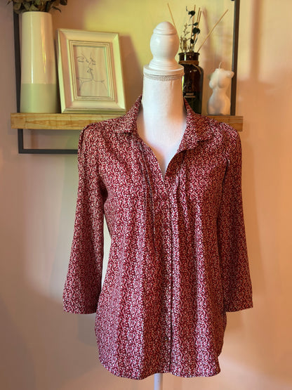 Chemise fluide imprimé bordeaux Naf Naf manches 3/4 - taille 36
