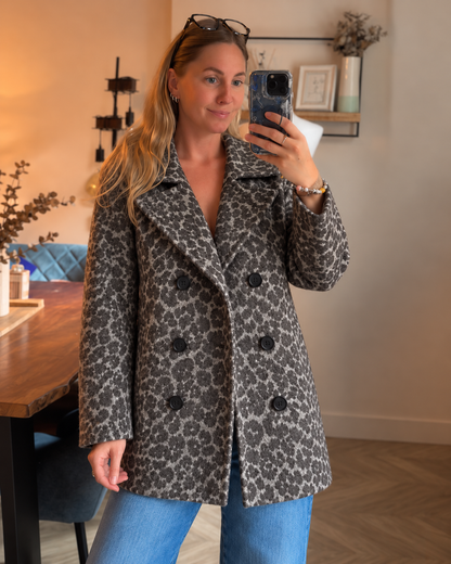 Manteau imprimé léopard laine mélangée T.38
