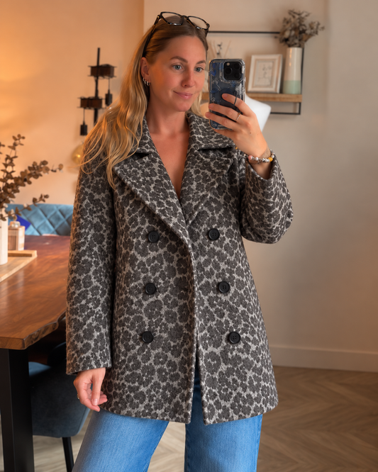 Manteau imprimé léopard laine mélangée T.38