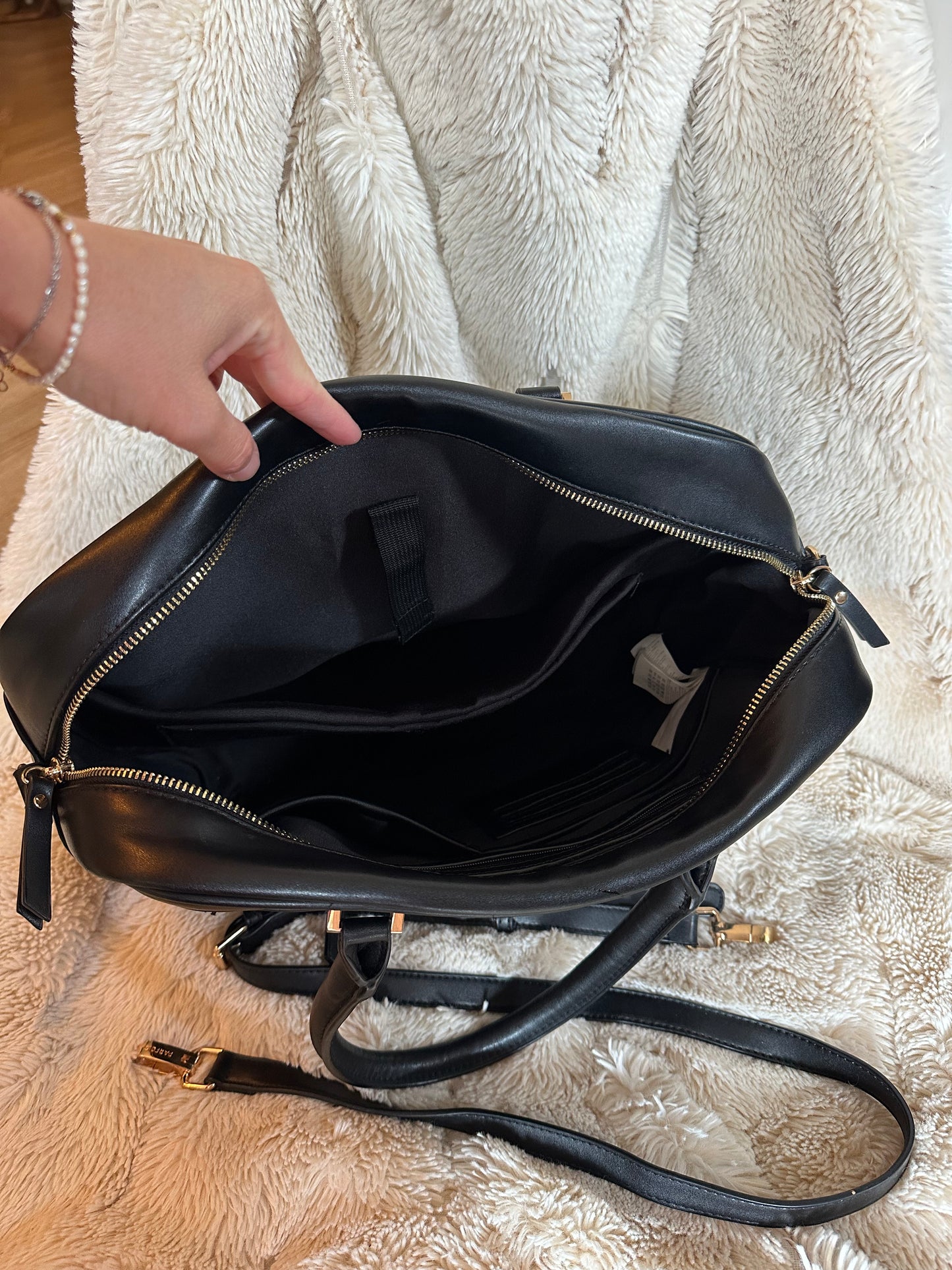 Sac pochette porte documents / ordinateur noir avec bandoulière