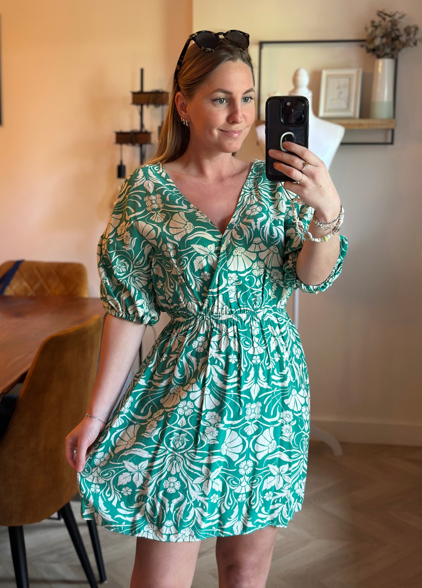 Robe imprimé vert cachemire fleuri T.36