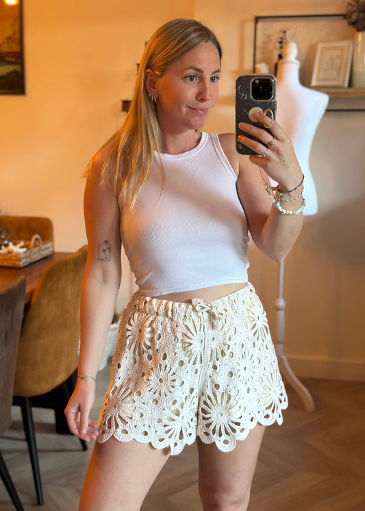 Short crochet écru dentelle T.36