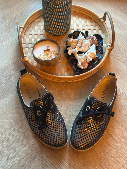 Derbies imprimé géométrique noir argenté P.37