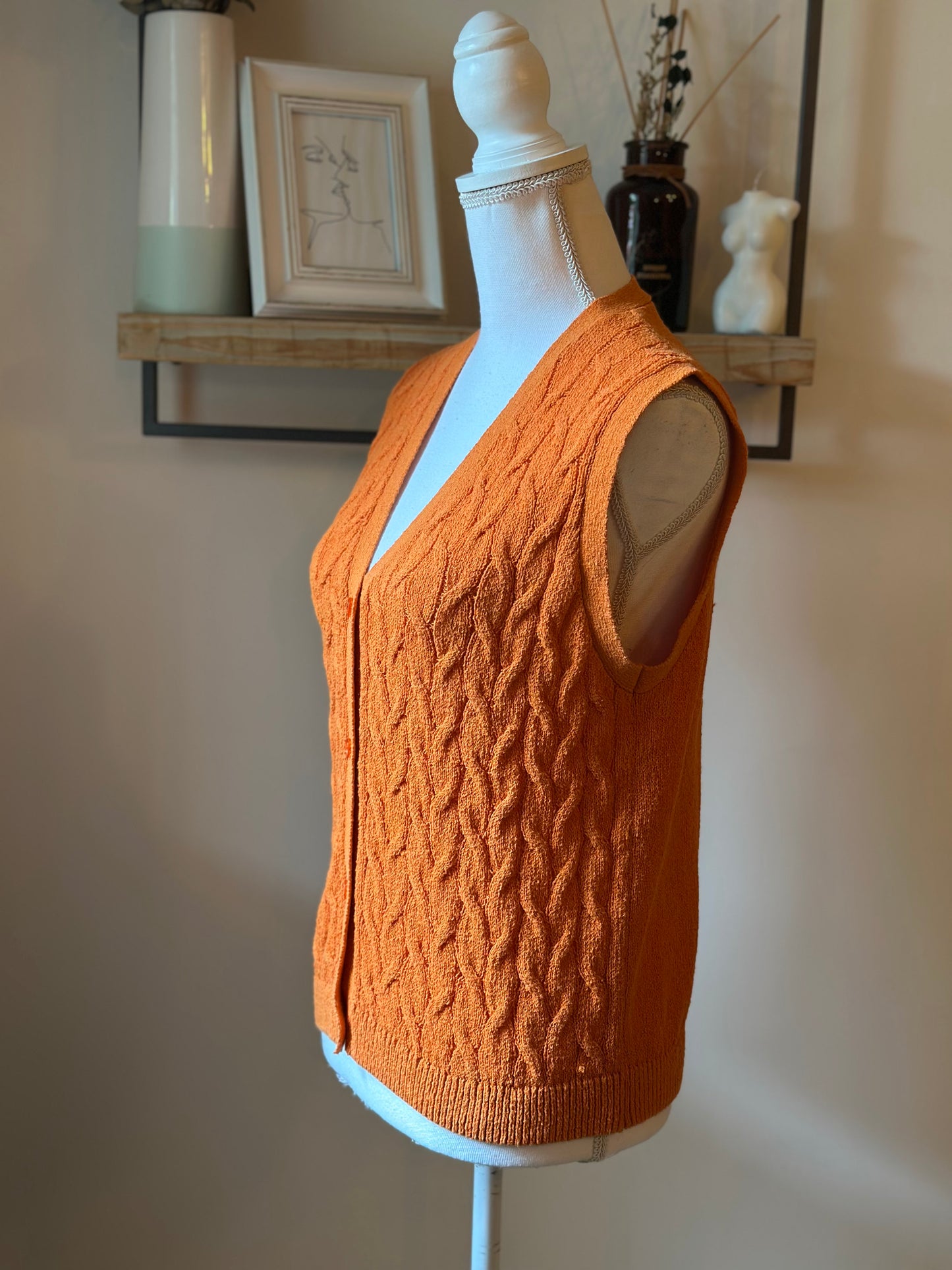 Gilet sans manches torsadé rayures multicolores T.38