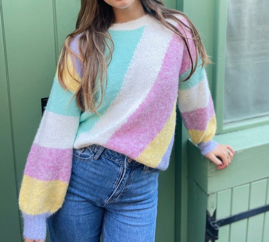 Pull en maille colorée tout doux taille unique