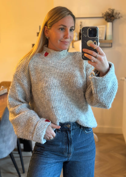Pull col montant uni laine T.U