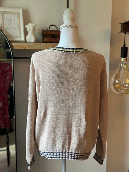 Pull maille torsadée beige T.40