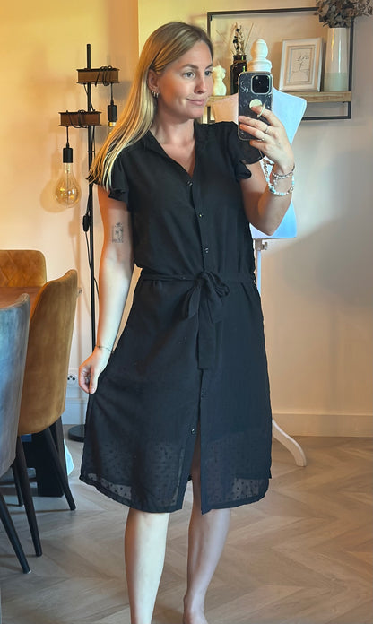 Robe midi noire plumetis T.36