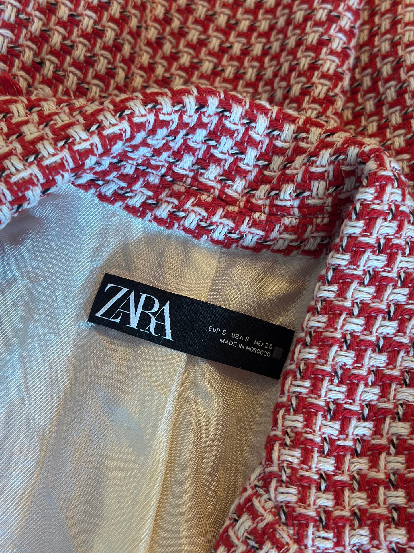Blazer tweed rouge et blanc T.36