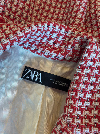 Blazer tweed rouge et blanc T.36