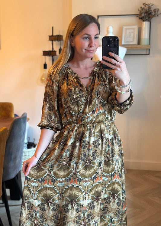 Robe longue fluide imprimé graphique T.40