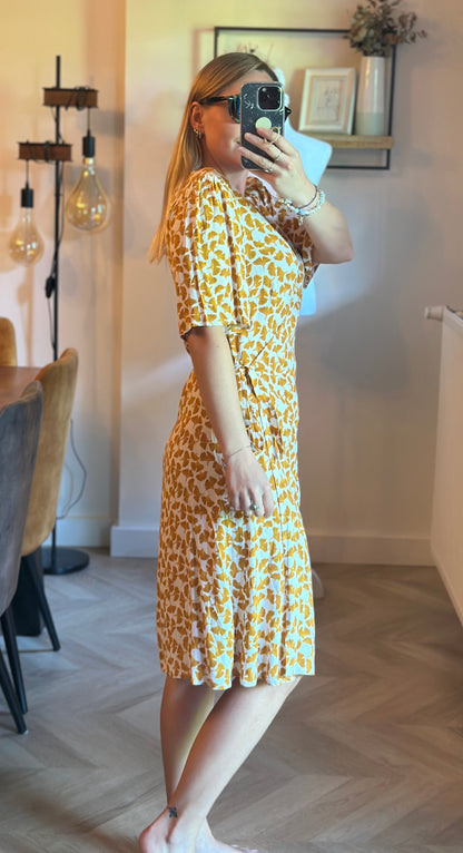 Robe portefeuille imprimé feuilles en viscose T.36