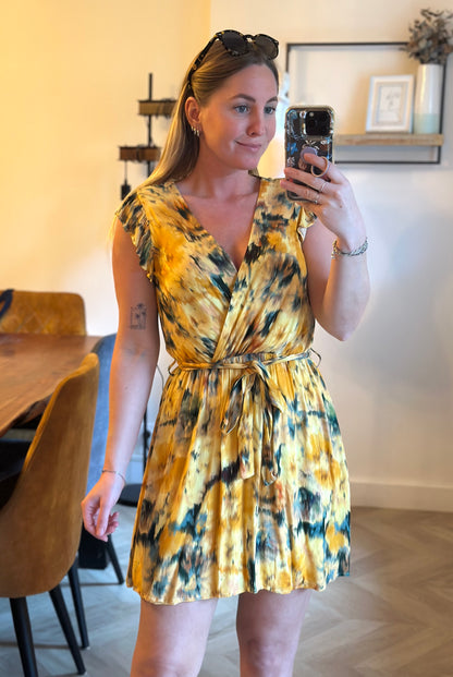 Robe courte imprimé jaune – Modèle Reen T.34