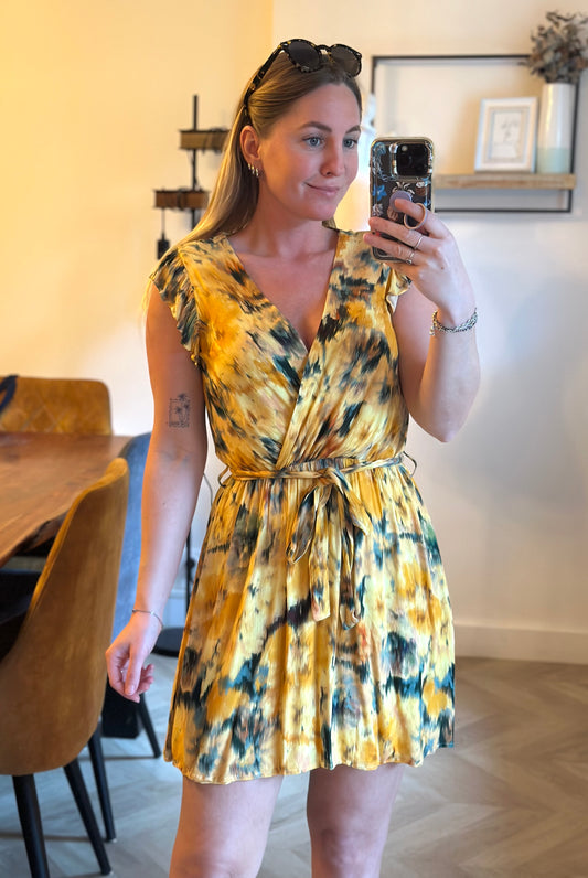 Robe courte imprimé jaune – Modèle Reen T.34