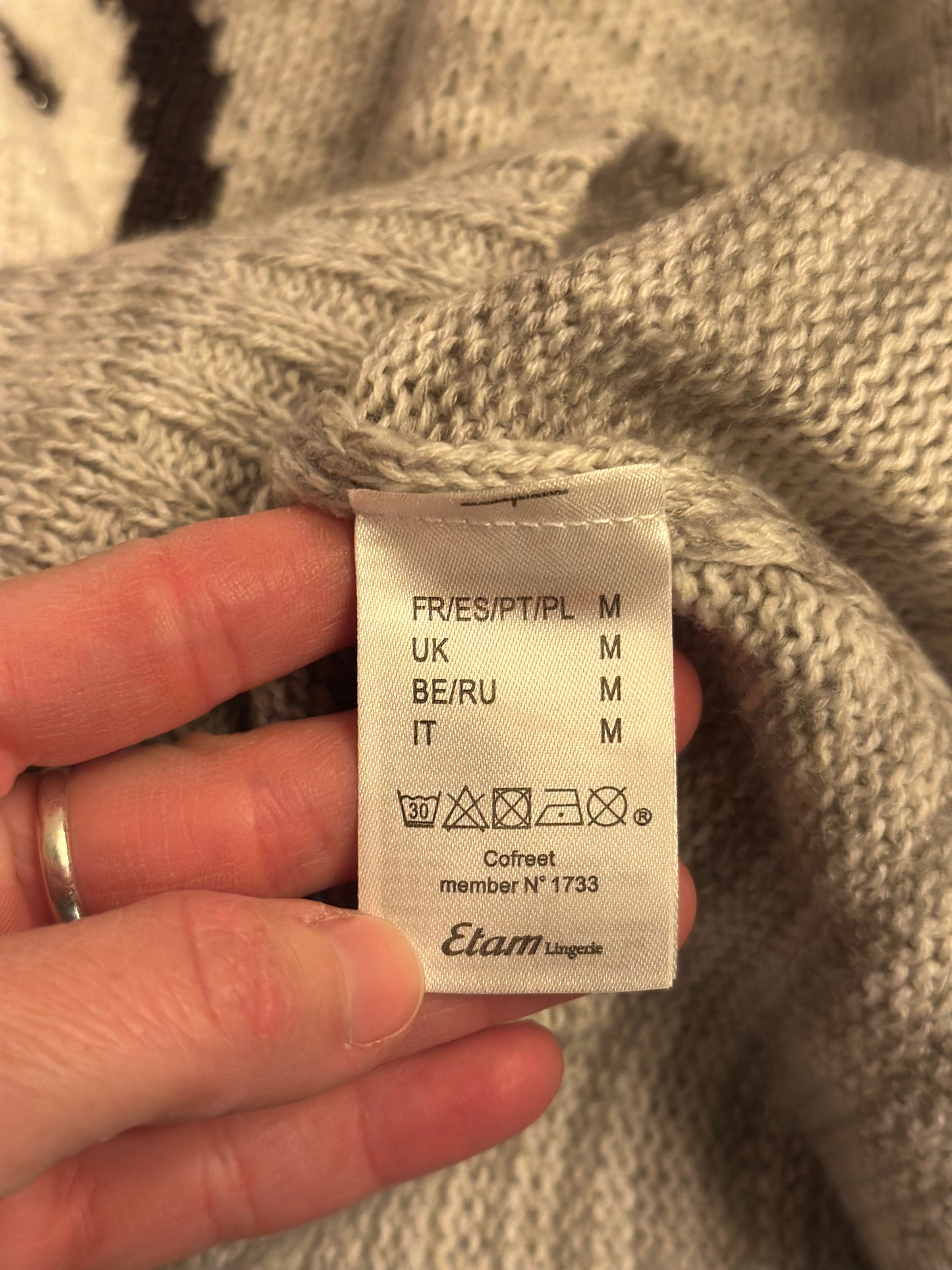 Pull gris motif pingouin Noël T.38