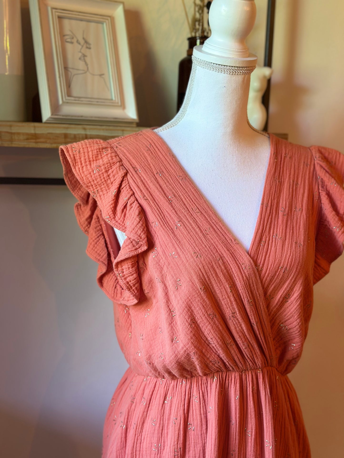 Robe gaze de coton corail T.36/38