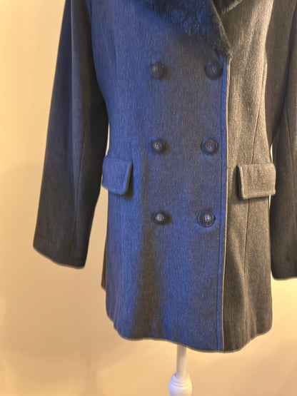 Manteau en laine gris col fausse fourrure Vintage 20s’ T.40