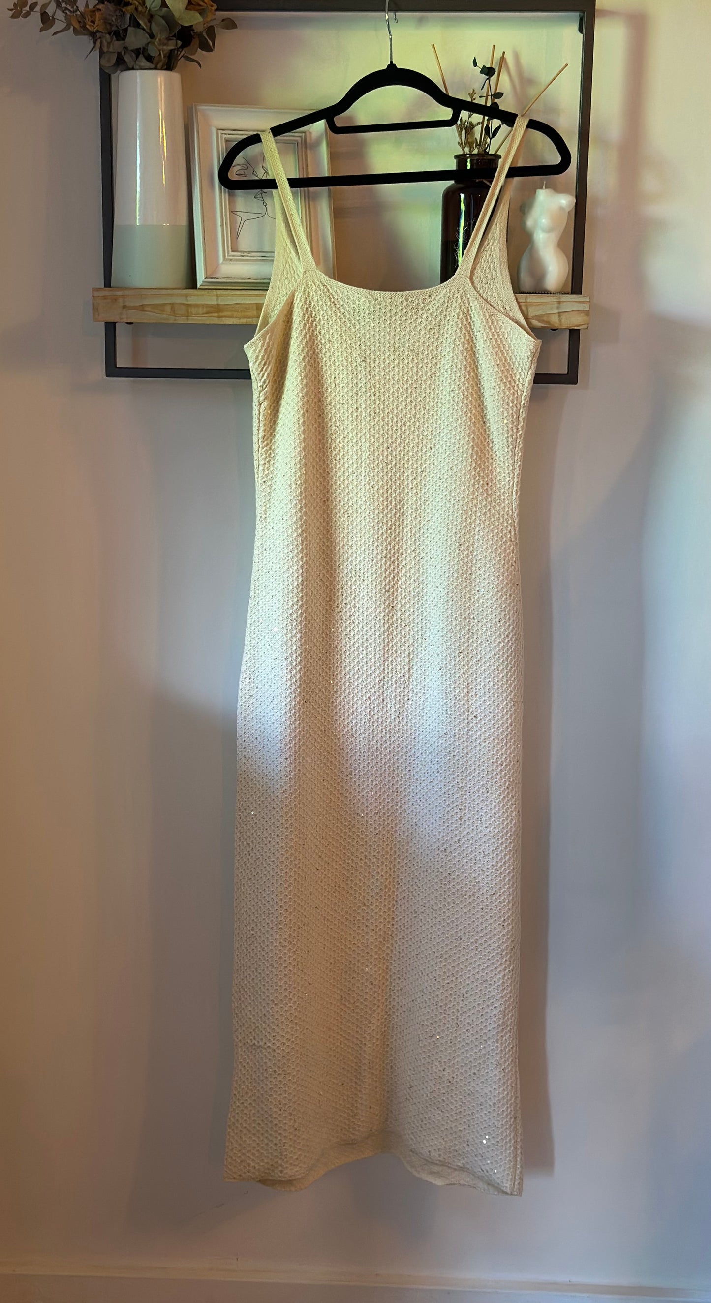 Robe longue maille beige irisée 100% coton T.34