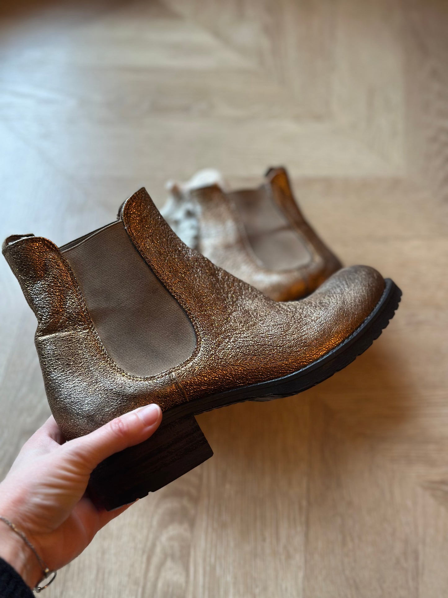 Bottines Chelsea cuir doré Made in Italy T37,5