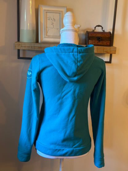 Sweat zippé à capuche uni bleu T.34