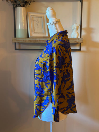 Chemise fluide imprimé floral bleu T.34