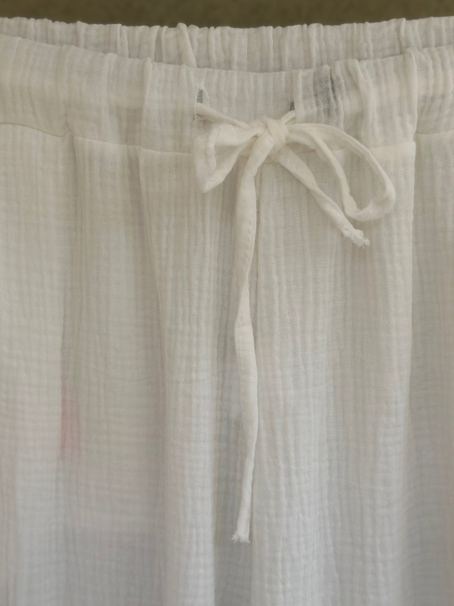 Pantalon gaze de coton Made in Italy blanc brodé arc-en-ciel – T.U 36/44