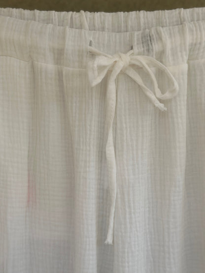Pantalon gaze de coton Made in Italy blanc brodé arc-en-ciel – T.U 36/44