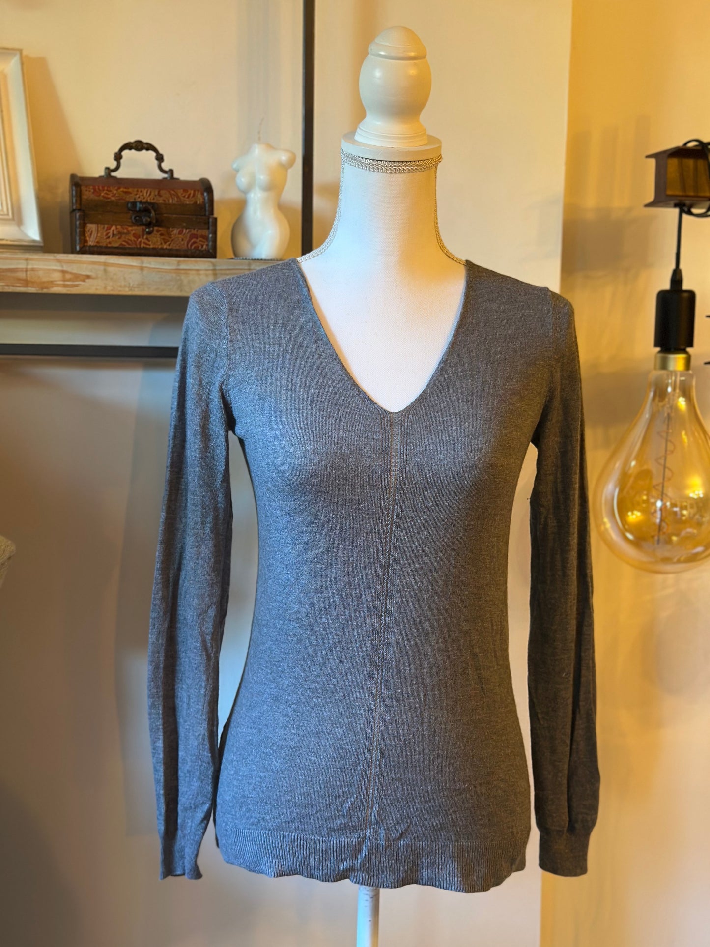 Pull doux gris chiné cachemire T.36