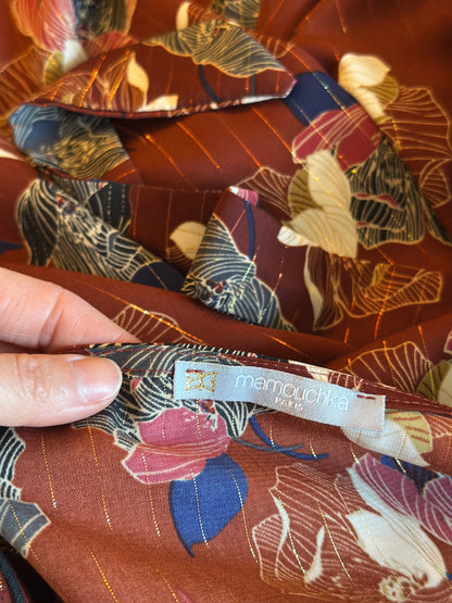 Robe portefeuille fleurie marron T.38