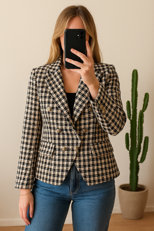 Blazer tweed à carreaux T.36