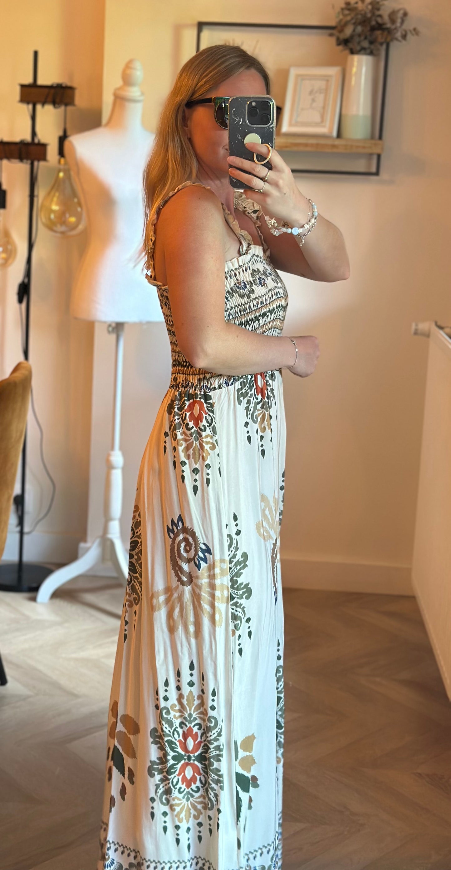 Robe longue bohème imprimé ethnique T.U