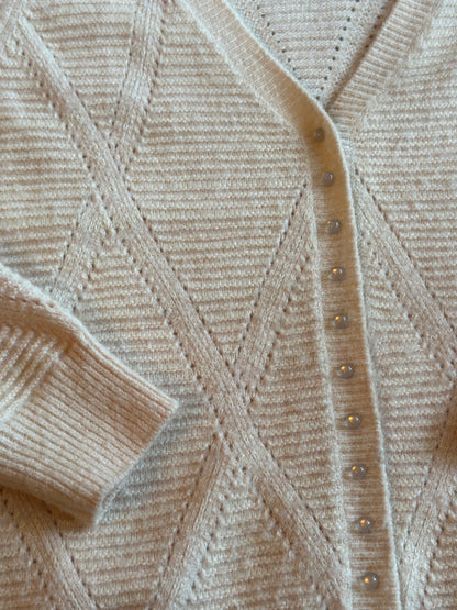 Gilet cardigan maille ajourée laine alpaga T.38