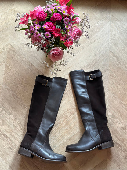 Bottes cavalières bi-matière cuir marron P.37