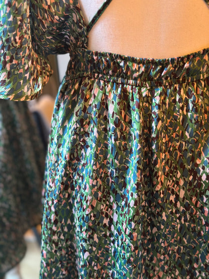 Robe verte à motifs dos nu T.36/38