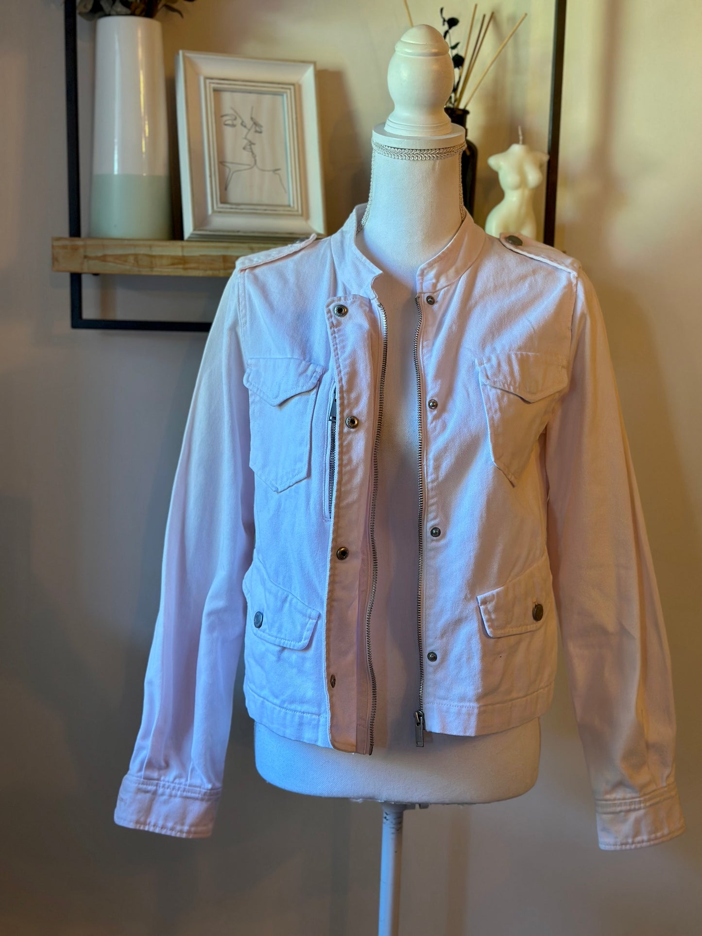 Veste saharienne en jean rose poudré IKKS T.36