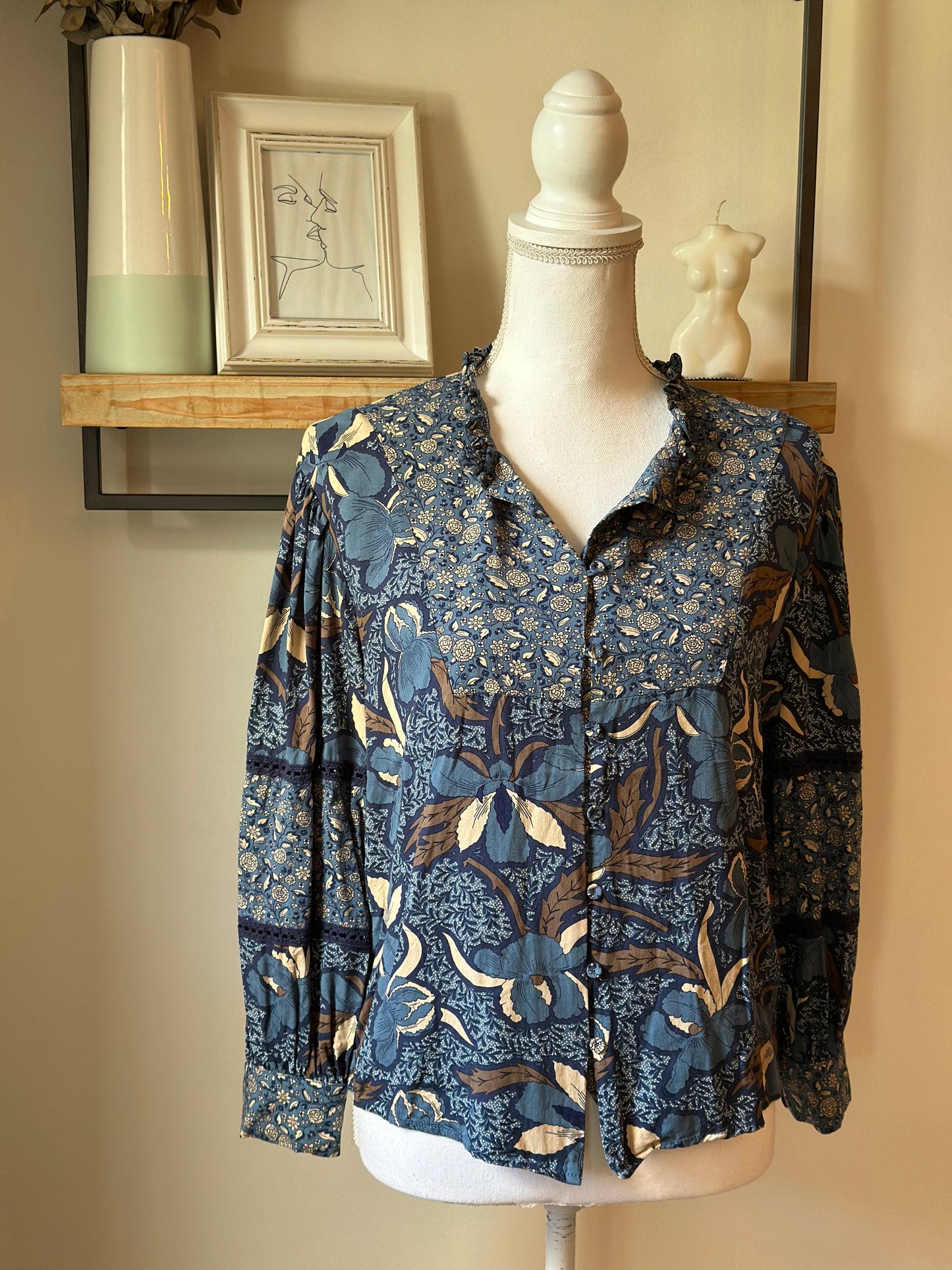 Blouse imprimé floral bleu Monoprix T.34