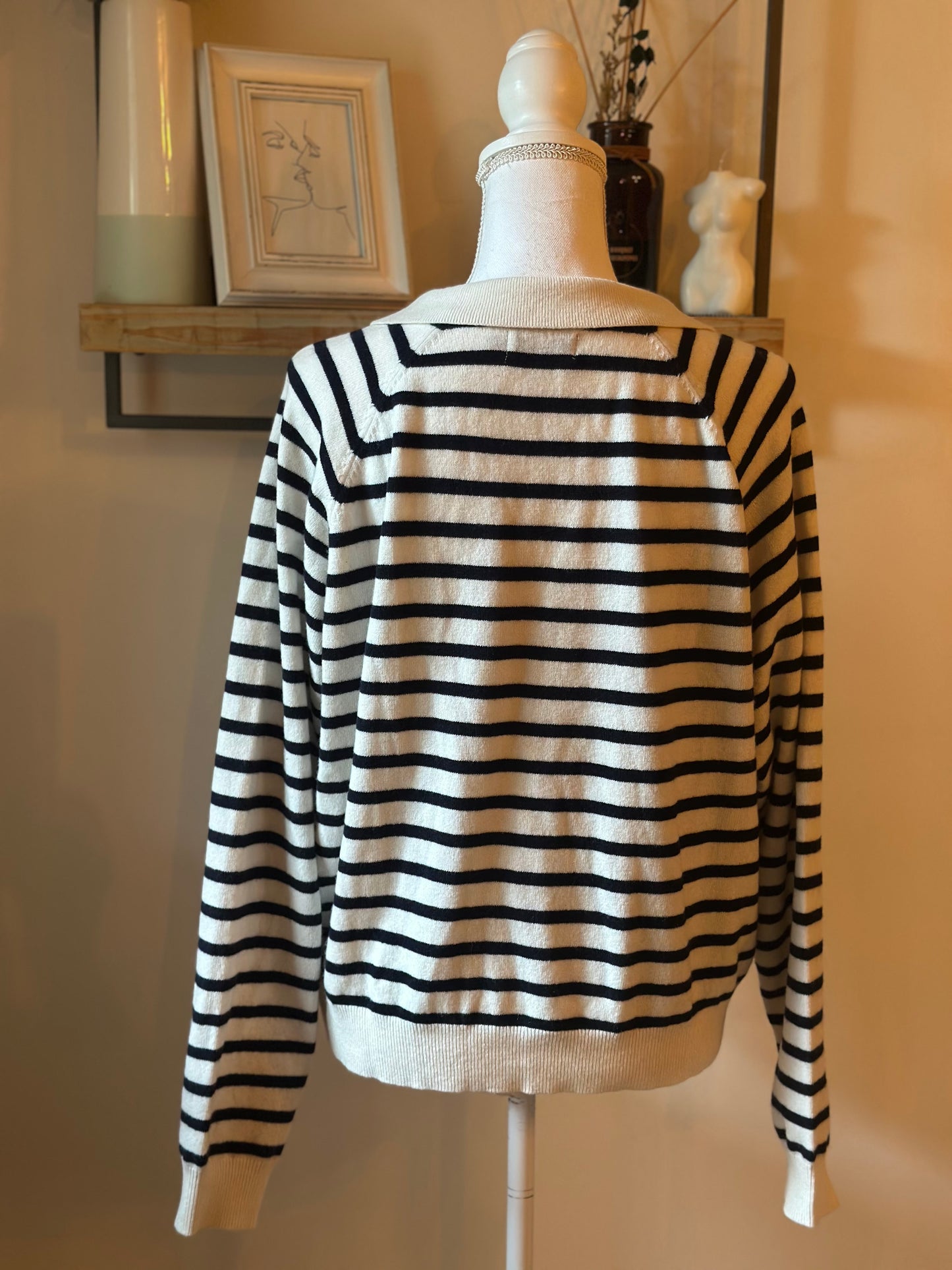 Pull rayé col polo laine T.38