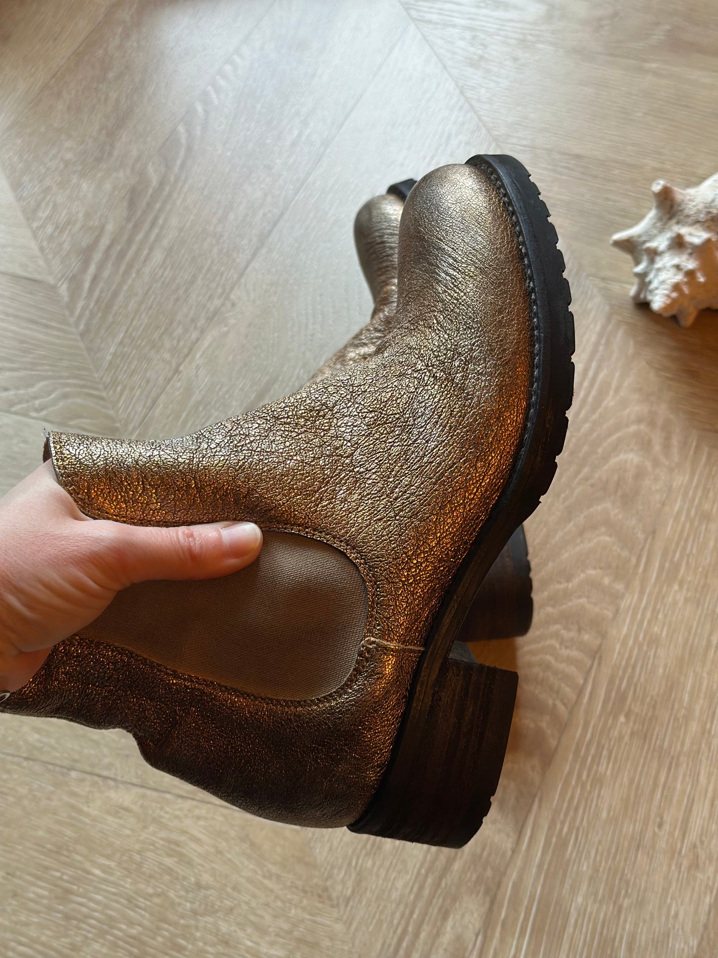 Bottines Chelsea cuir doré Made in Italy T37,5
