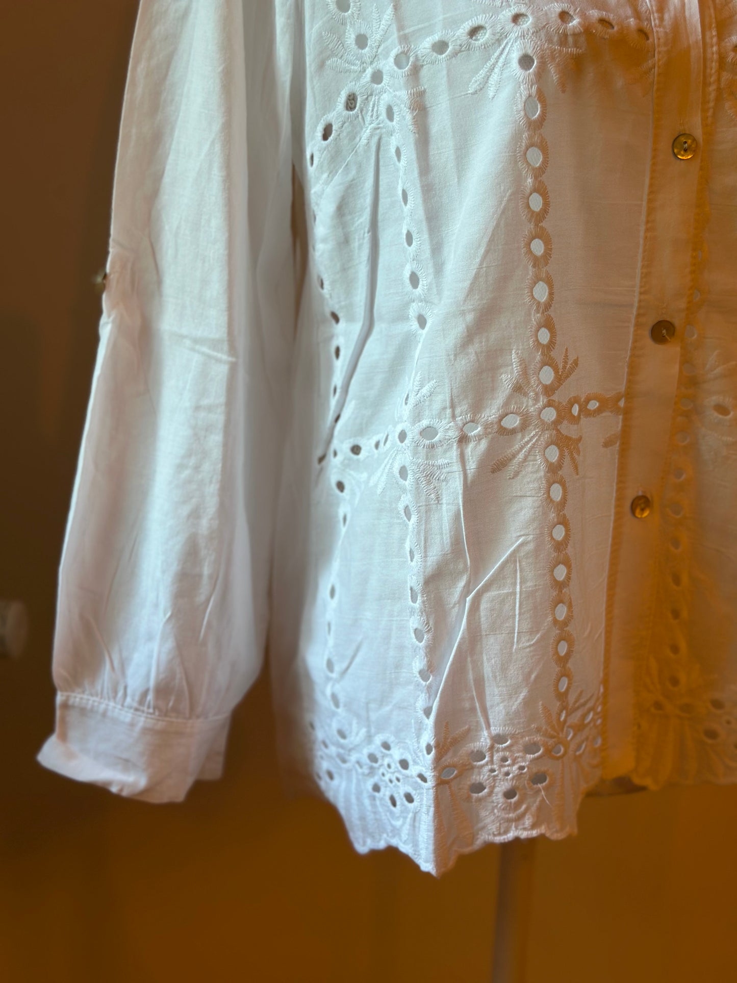 Chemise blanche broderie anglaise en coton Made in Italy T.U