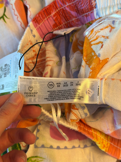 Pantalon large imprimé tropical, Neuf T.34/36