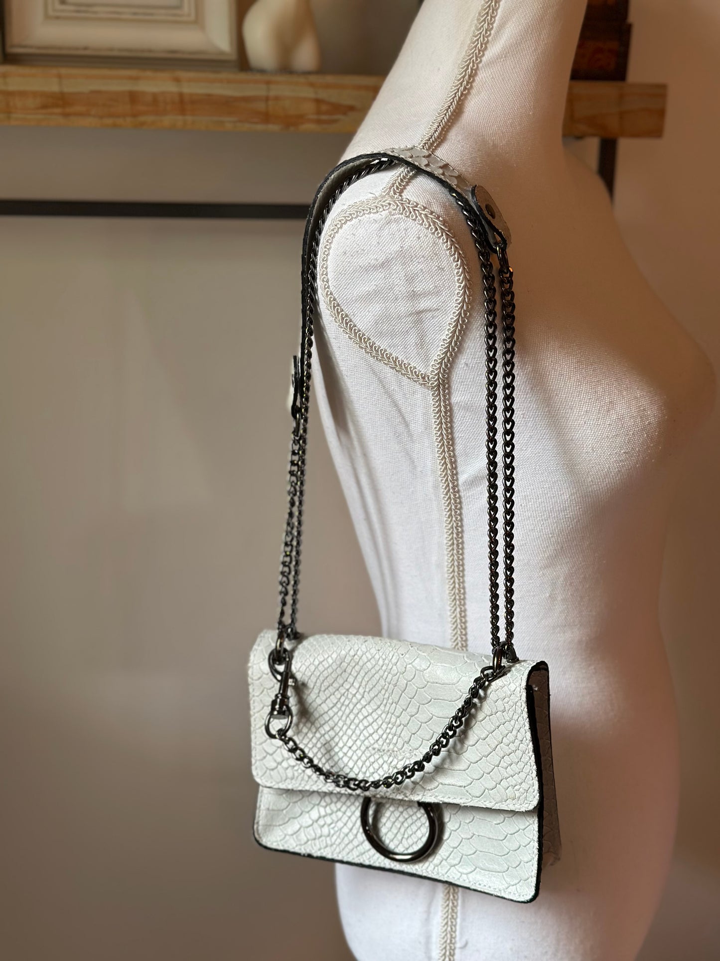 Sac à bandoulière en cuir blanc en cuir fabriqué en Italie