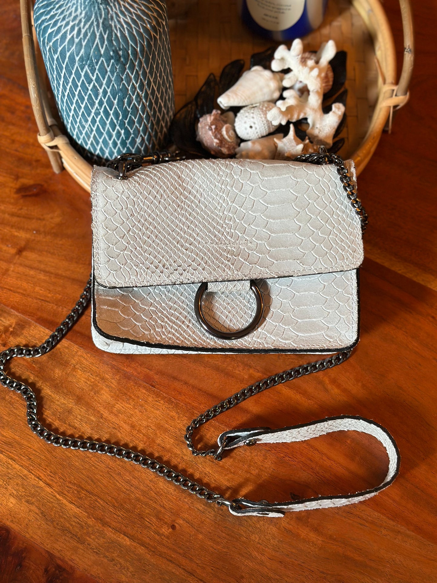 Sac à bandoulière en cuir blanc en cuir fabriqué en Italie