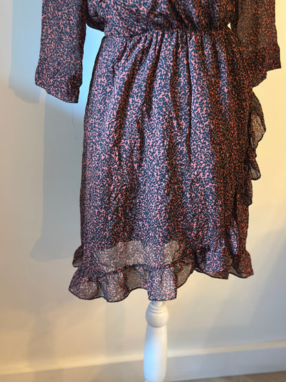 Robe portefeuille imprimée bordeaux et noir T.36