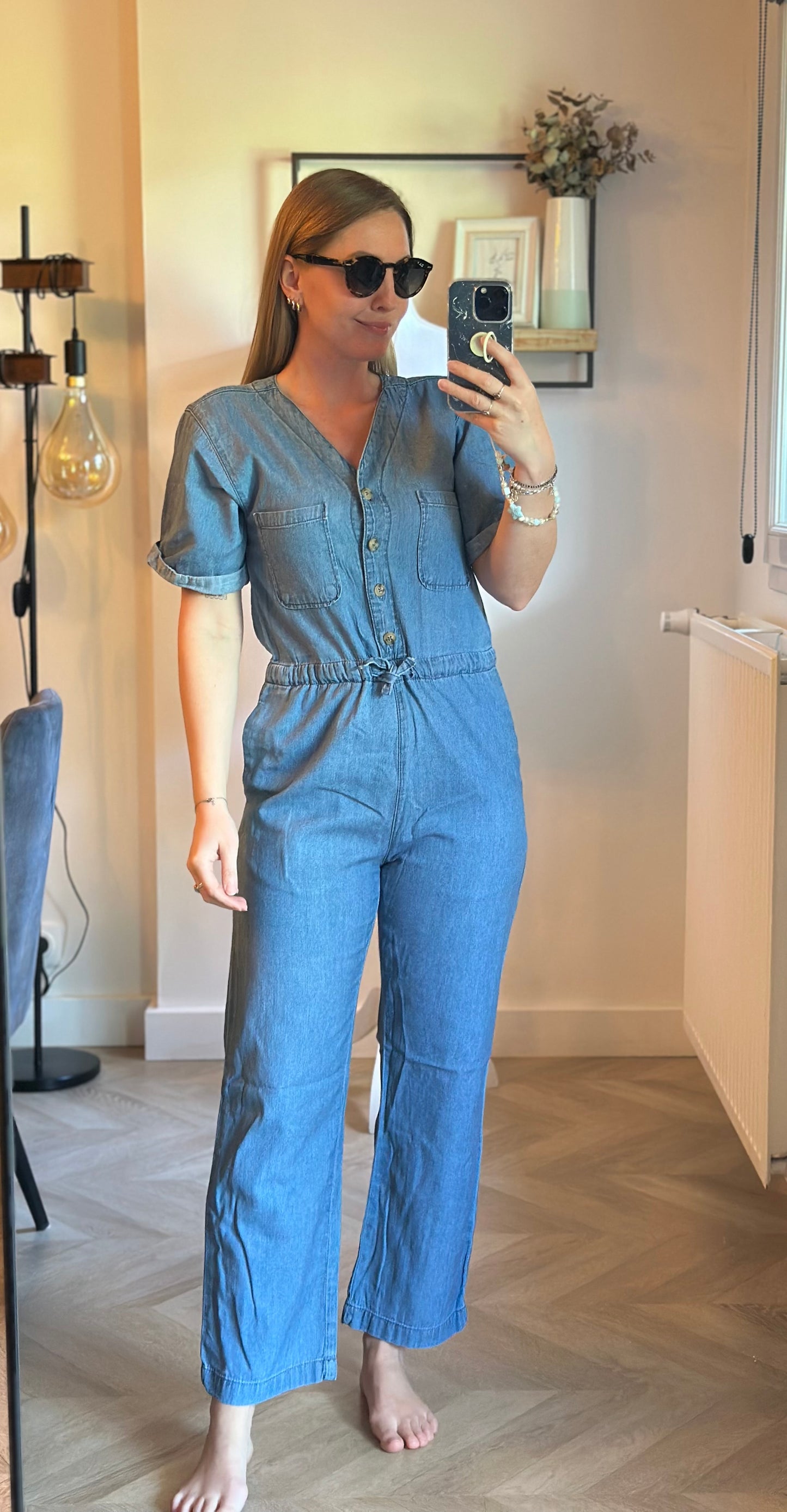 Combinaison denim bleu coton style casual chic T.34