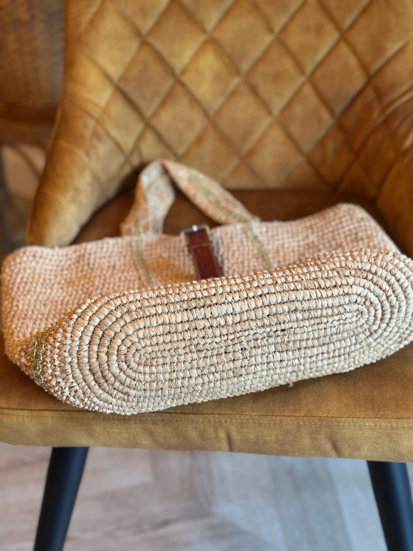 Sac en raphia fait main Madagascar – cuir