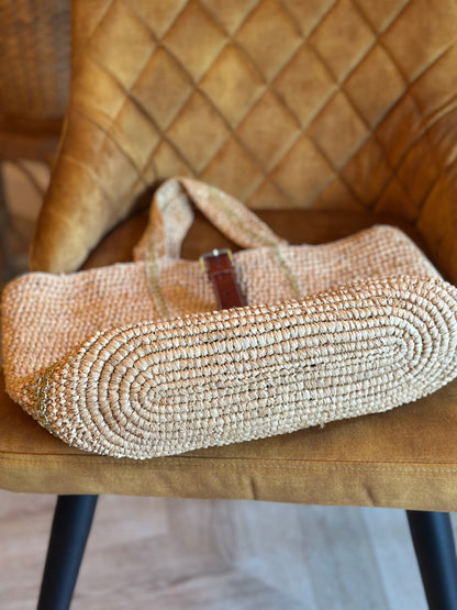 Sac en raphia fait main Madagascar – cuir