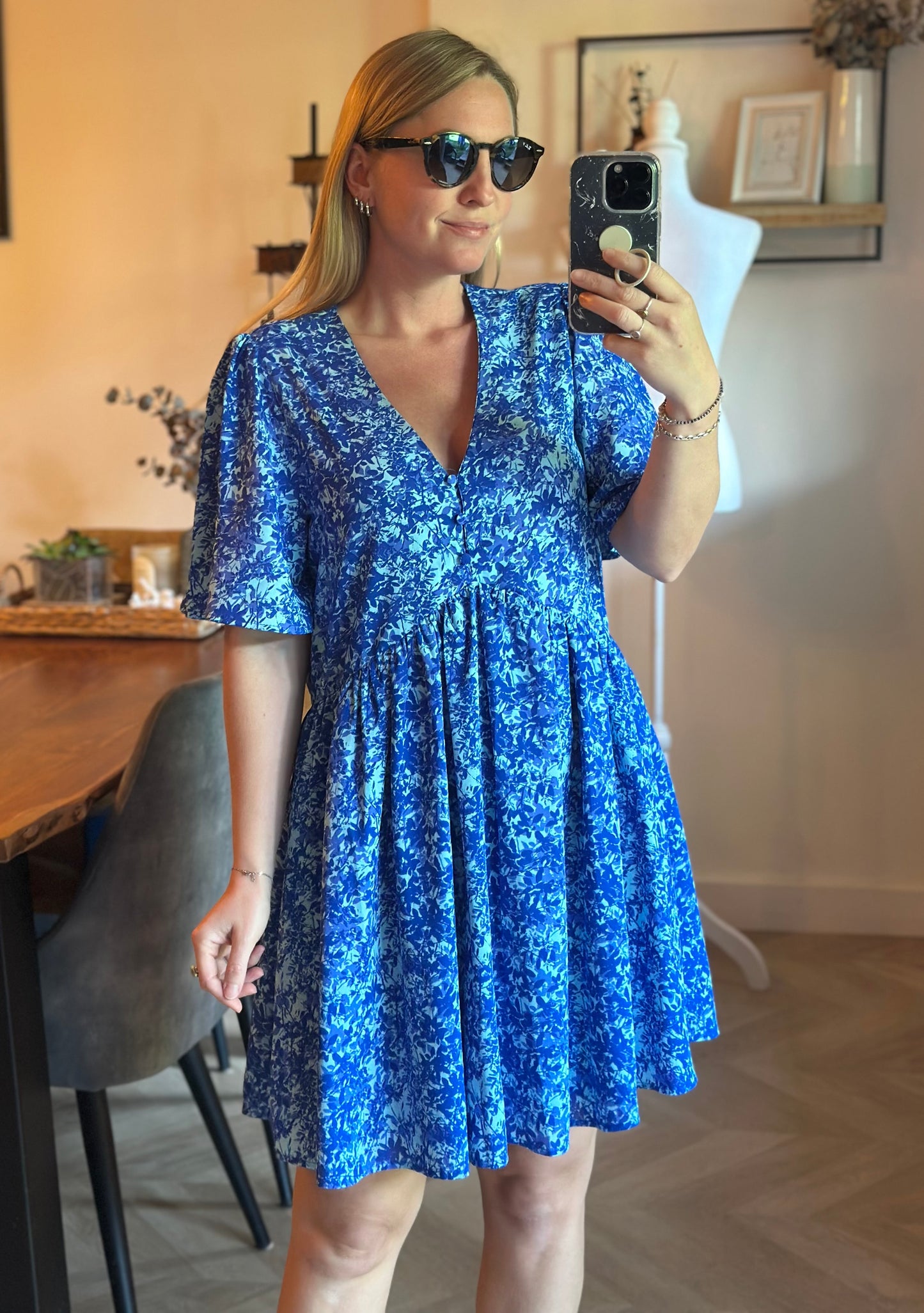 Robe fluide imprimé bleu T.36/38